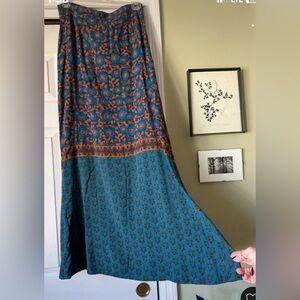 NATURAL LIFE Blue and Orange Floral Maxi Skirt